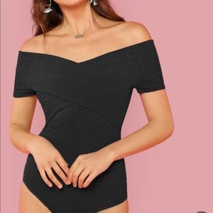 Cross wrap knit bodysuit